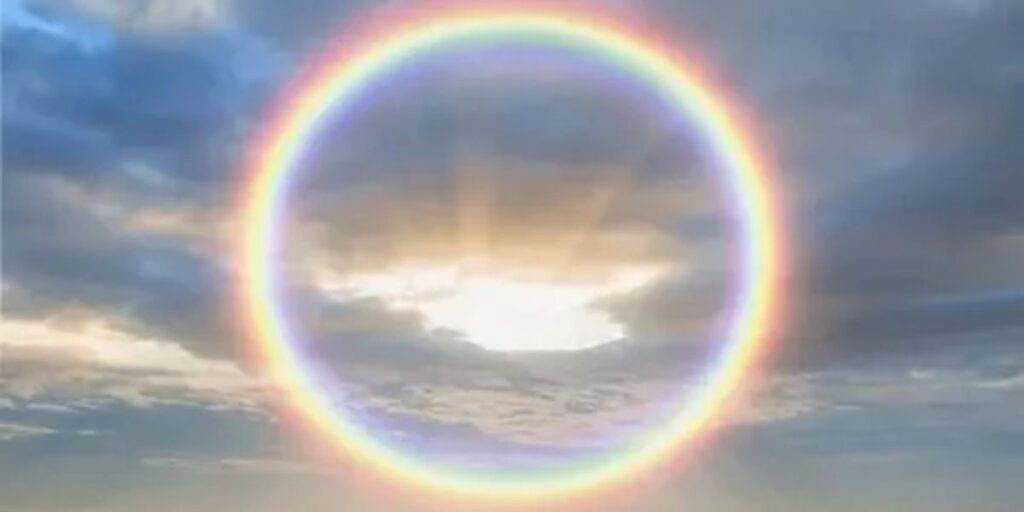 rainbow ring encircles the moon